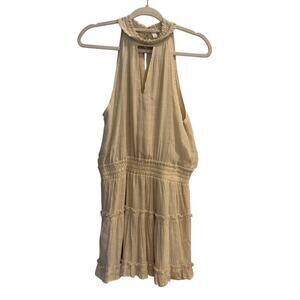 glam cream colored mini dress Size Large Halter Neckline